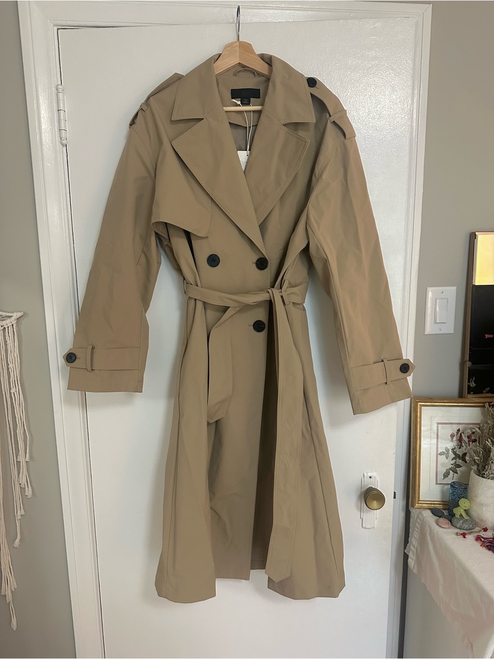 Zara Khaki Trench Coat with Belt BNWT